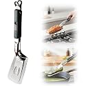 Anti-Scald Extended Handle Spatula Tong,2026 New Stainless Steel Grill Clamp, Multi-Functional Stainless Steel Barbecue Food Flip Clip Grill Clamp for Outdoor Grilling and Kitchen Cooking (green)