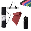 Anti-Skid Eva Durable Yoga Mat with Free Carry Bag Strap N Sipper (4 in 1 Combo) for Men and Women-Yoga, Pilates and Gym Workout (Make in India) (Wine, 6MM)