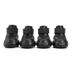 anti skid paw protector dog boots for hot summer for maltese  waterproof eva pet shoes anti-slip  soft amp lightweight dog footwear - size 5 - black