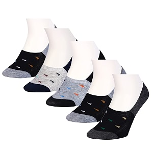 anti-slip men amp women cotton invisible no show cotton loafer socks with anti slip silicon grip multi-colour pack of 5