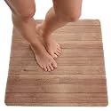 Anti Slip Shower Mat Square - Non Slip Shower Mats for Inside Shower - 24x24 Shower Floor Mat Non Slip - Square Bath Mat for Shower - Secure Loofah Shower Mat No Suction Cups (24x24 Wood Teak)