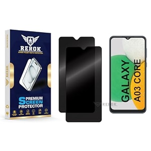 anti-spy privacy tempered glass screen protector compatible with samsung galaxy a03 core pack of 2  edge-to-edge 9h hardness case friendly easy installation kit