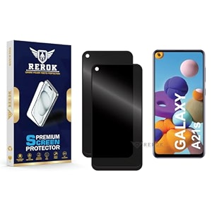 anti-spy privacy tempered glass screen protector compatible with samsung galaxy a21s pack of 2  edge-to-edge 9h hardness case friendly easy installation kit