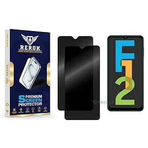 anti-spy privacy tempered glass screen protector compatible with samsung galaxy f12 pack of 2  edge-to-edge 9h hardness case friendly easy installation kit