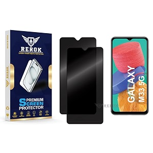 anti-spy privacy tempered glass screen protector compatible with samsung galaxy m33 5g pack of 2  edge-to-edge 9h hardness case friendly easy installation kit