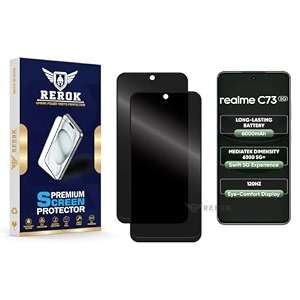 anti-spy privacy tempered glass screen protector compatible with realme c73 5g pack of 2  edge-to-edge 9h hardness case friendly easy installation kit
