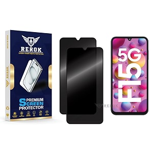 anti-spy privacy tempered glass screen protector compatible with samsung galaxy f15 5g pack of 2  edge-to-edge 9h hardness case friendly easy installation kit