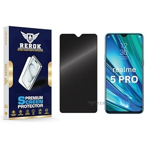 anti-spy privacy tempered glass screen protector compatible with realme 5 pro pack of 1  edge-to-edge 9h hardness case friendly easy installation kit