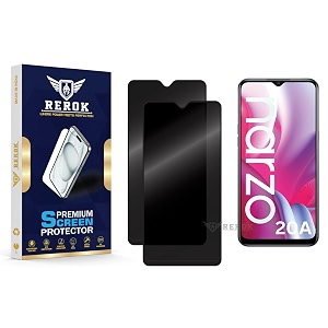 anti-spy privacy tempered glass screen protector compatible with realme narzo 20a pack of 2  edge-to-edge 9h hardness case friendly easy installation kit