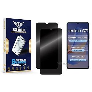 anti-spy privacy tempered glass screen protector compatible with realme c71 pack of 2  edge-to-edge 9h hardness case friendly easy installation kit