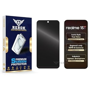 anti-spy privacy tempered glass screen protector compatible with realme 15t pack of 1  edge-to-edge 9h hardness case friendly easy installation kit