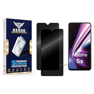anti-spy privacy tempered glass screen protector compatible with realme 5s pack of 2  edge-to-edge 9h hardness case friendly easy installation kit