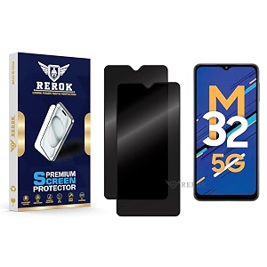 anti-spy privacy tempered glass screen protector compatible with samsung galaxy m32 5g pack of 2  edge-to-edge 9h hardness case friendly easy installation kit