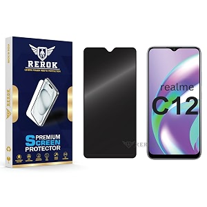 anti-spy privacy tempered glass screen protector compatible with realme c12 pack of 1  edge-to-edge 9h hardness case friendly easy installation kit