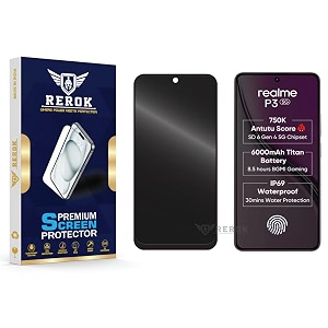 anti-spy privacy tempered glass screen protector compatible with realme p3 5g pack of 1  edge-to-edge 9h hardness case friendly easy installation kit