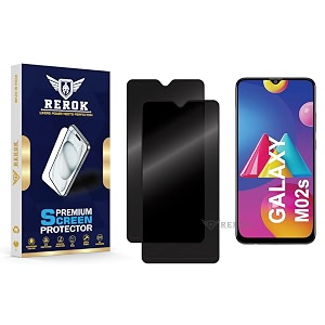 anti-spy privacy tempered glass screen protector compatible with samsung galaxy m02s pack of 2  edge-to-edge 9h hardness case friendly easy installation kit