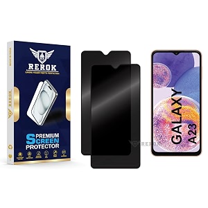 anti-spy privacy tempered glass screen protector compatible with samsung galaxy a23 pack of 2  edge-to-edge 9h hardness case friendly easy installation kit