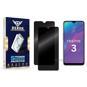 anti-spy privacy tempered glass screen protector compatible with realme 3 pack of 2  edge-to-edge 9h hardness case friendly easy installation kit