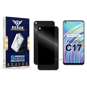 anti-spy privacy tempered glass screen protector compatible with realme c17 pack of 2  edge-to-edge 9h hardness case friendly easy installation kit