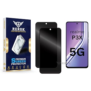 anti-spy privacy tempered glass screen protector compatible with realme p3x 5g pack of 2  edge-to-edge 9h hardness case friendly easy installation kit