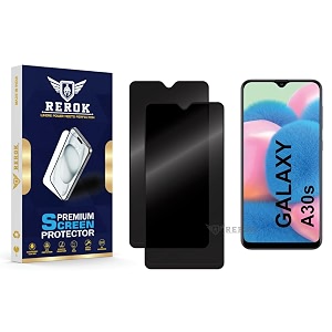 anti-spy privacy tempered glass screen protector compatible with samsung galaxy a30s pack of 2  edge-to-edge 9h hardness case friendly easy installation kit