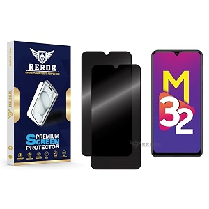 anti-spy privacy tempered glass screen protector compatible with samsung galaxy m32 4g pack of 2  edge-to-edge 9h hardness case friendly easy installation kit