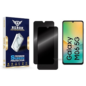 anti-spy privacy tempered glass screen protector compatible with samsung galaxy m06 5g pack of 2  edge-to-edge 9h hardness case friendly easy installation kit