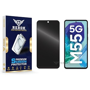 anti-spy privacy tempered glass screen protector compatible with samsung galaxy m55 5g pack of 1  edge-to-edge 9h hardness case friendly easy installation kit