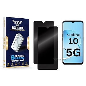anti-spy privacy tempered glass screen protector compatible with realme 10 5g pack of 2  edge-to-edge 9h hardness case friendly easy installation kit