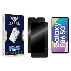 anti-spy privacy tempered glass screen protector compatible with samsung galaxy f06 pack of 2  edge-to-edge 9h hardness case friendly easy installation kit