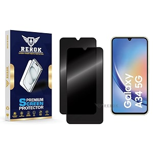 anti-spy privacy tempered glass screen protector compatible with samsung galaxy a34 5g pack of 2  edge-to-edge 9h hardness case friendly easy installation kit