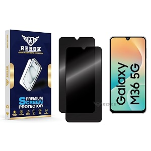 anti-spy privacy tempered glass screen protector compatible with samsung galaxy m36 pack of 2  edge-to-edge 9h hardness case friendly easy installation kit