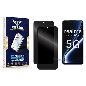 anti-spy privacy tempered glass screen protector compatible with realme narzo 80x 5g pack of 2  edge-to-edge 9h hardness case friendly easy installation kit