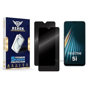 anti-spy privacy tempered glass screen protector compatible with realme 5i pack of 2  edge-to-edge 9h hardness case friendly easy installation kit