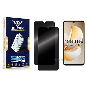 anti-spy privacy tempered glass screen protector compatible with realme narzo 80 lite pack of 2  edge-to-edge 9h hardness case friendly easy installation kit