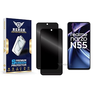 anti-spy privacy tempered glass screen protector compatible with realme narzo n55 pack of 2  edge-to-edge 9h hardness case friendly easy installation kit