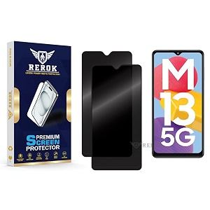 anti-spy privacy tempered glass screen protector compatible with samsung galaxy m13 5g pack of 2  edge-to-edge 9h hardness case friendly easy installation kit