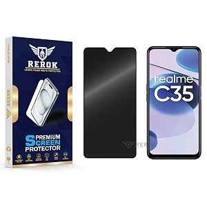 anti-spy privacy tempered glass screen protector compatible with realme c35 pack of 1  edge-to-edge 9h hardness case friendly easy installation kit