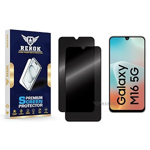 anti-spy privacy tempered glass screen protector compatible with samsung galaxy m16 5g pack of 2  edge-to-edge 9h hardness case friendly easy installation kit