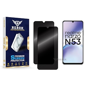 anti-spy privacy tempered glass screen protector compatible with realme narzo n53 pack of 2  edge-to-edge 9h hardness case friendly easy installation kit