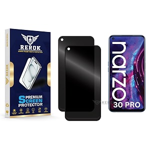 anti-spy privacy tempered glass screen protector compatible with realme narzo 30 pro pack of 2  edge-to-edge 9h hardness case friendly easy installation kit