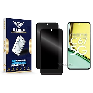 anti-spy privacy tempered glass screen protector compatible with realme c67 5g pack of 2  edge-to-edge 9h hardness case friendly easy installation kit