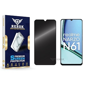 anti-spy privacy tempered glass screen protector compatible with realme narzo n61 pack of 1  edge-to-edge 9h hardness case friendly easy installation kit