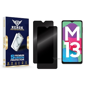 anti-spy privacy tempered glass screen protector compatible with samsung galaxy m13 4g pack of 2  edge-to-edge 9h hardness case friendly easy installation kit