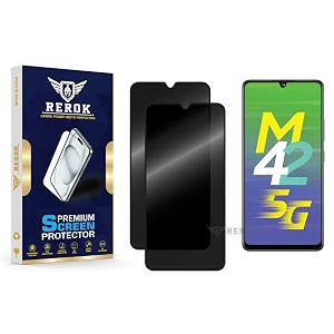 anti-spy privacy tempered glass screen protector compatible with samsung galaxy m42 5g pack of 2  edge-to-edge 9h hardness case friendly easy installation kit