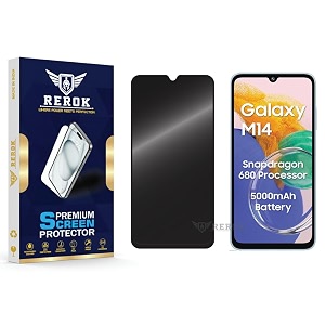 anti-spy privacy tempered glass screen protector compatible with samsung galaxy m14 4g pack of 1  edge-to-edge 9h hardness case friendly easy installation kit