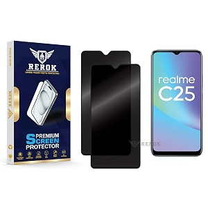 anti-spy privacy tempered glass screen protector compatible with realme c25 pack of 2  edge-to-edge 9h hardness case friendly easy installation kit