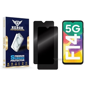 anti-spy privacy tempered glass screen protector compatible with samsung galaxy f14 5g pack of 2  edge-to-edge 9h hardness case friendly easy installation kit