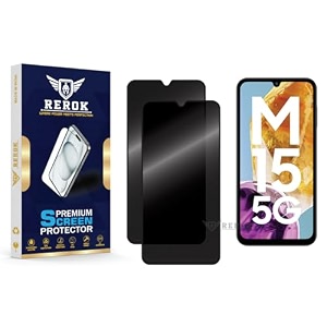 anti-spy privacy tempered glass screen protector compatible with samsung galaxy m15 5g pack of 2  edge-to-edge 9h hardness case friendly easy installation kit
