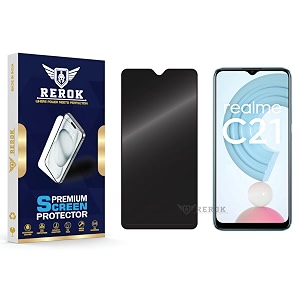 anti-spy privacy tempered glass screen protector compatible with realme c21 pack of 1  edge-to-edge 9h hardness case friendly easy installation kit